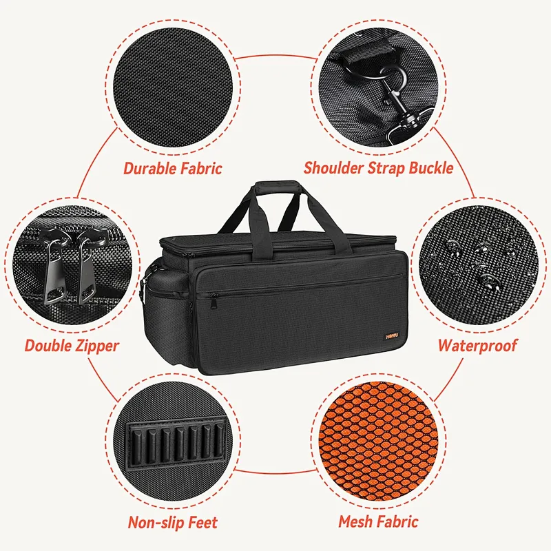 HOMFU DJ Gear Gig Bag High Capacity DJ Cable File Bag with Multi-function Pockets and Detachable Padded Bottom Travel Gig Bag for Cords Sound Equipment DJ Gear Outdoors